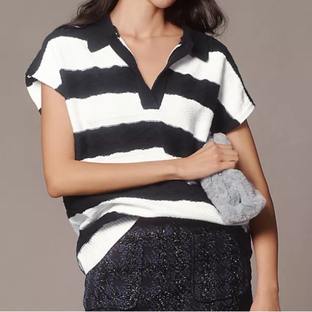 Anthropologie Maeve Oversized Textured Collared Muscle Sweater Vest